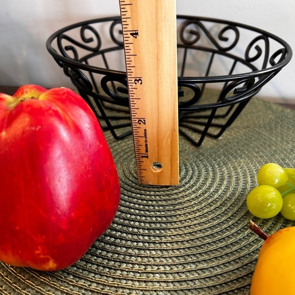 MCM Wrought Iron Footed Fruit Basket & Faux Fruits That Look Real Vintage VGUC. - Picture 10 of 10